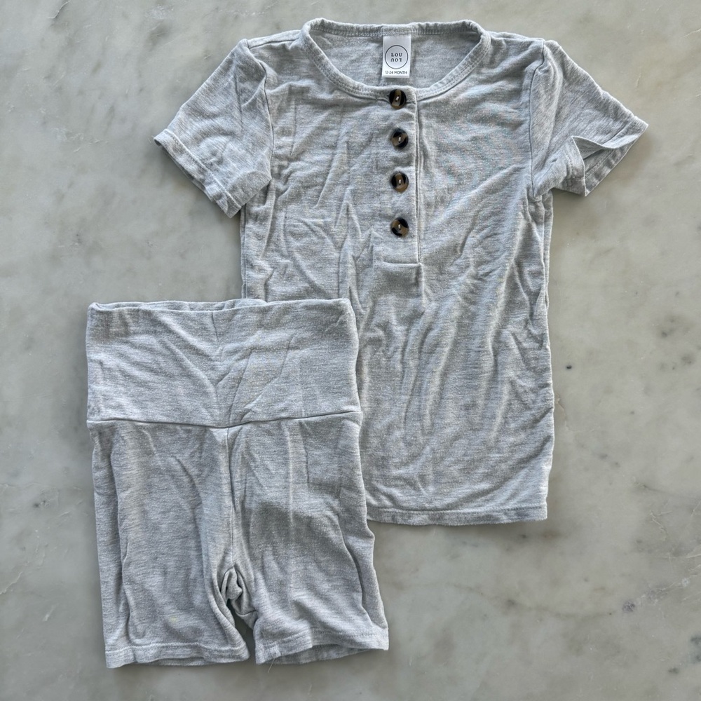Lou Lou & Co light gray shorts top & bottom set